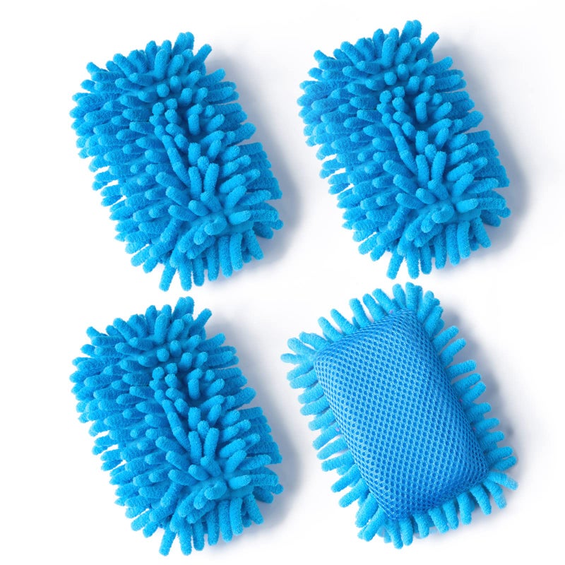 EEOYU 4 Pieces Microfiber Shag Whiteboard Eraser Shag Washable Dry Eraser Board Eraser for Chalk, Classroom Teacher Supplies, Home and Office (Blue, Grey, Pink) - Image 1